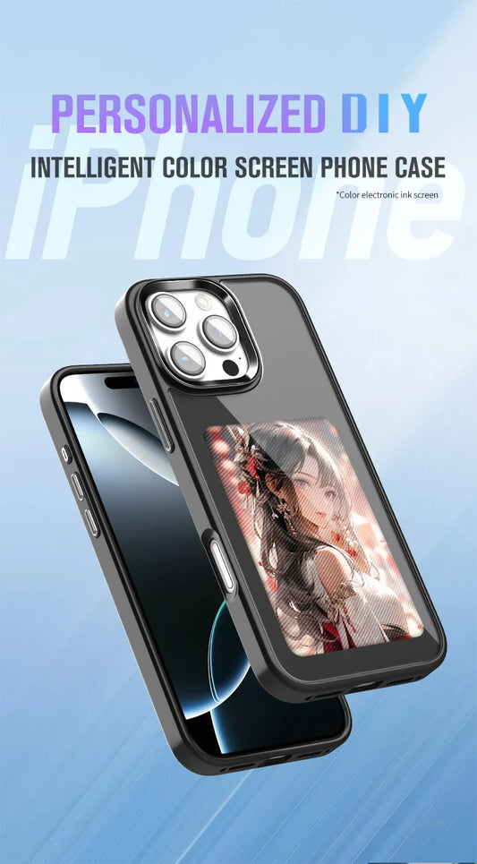 4 Inch NFC Ink Phone Case For iphone 16 15 14 13 17 Pro Max High-definition Intelligent DIY 4-color Ink Screen Protection Cover