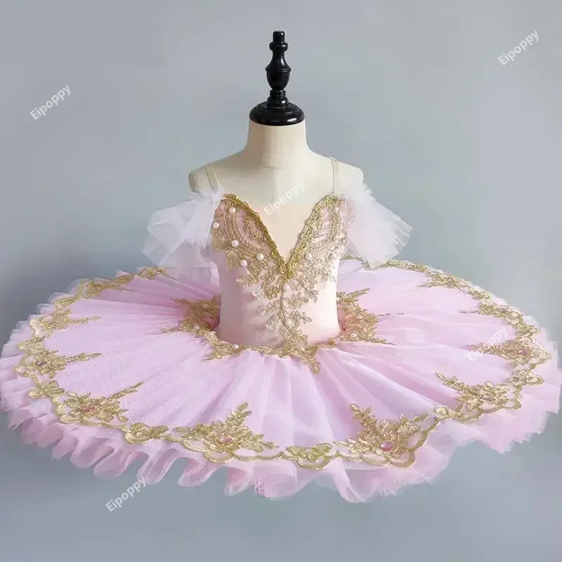 Professional Ballet Girl Blue Pink Pancake Princess Ballet Party Dress Ballet Dance Costume