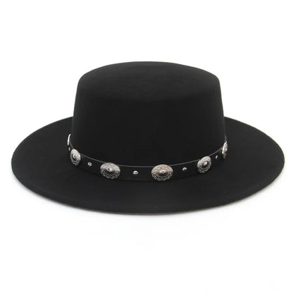 100% Wool Black Retro Felt Fedora Hats for Men Women Wide Brim Soft Church Panama Hat with Belt