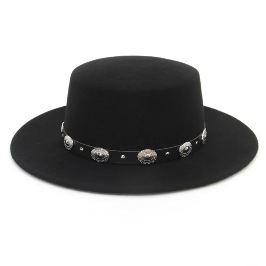 100% Wool Black Retro Felt Fedora Hats for Men Women Wide Brim Soft Church Panama Hat with Belt
