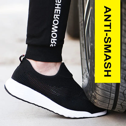 Breathable Safety Shoes Man Steel Toe Anti-Puncture Reinforced Sole Men's Work Shoes Lightweight Slip Resistant Safety Sneaker