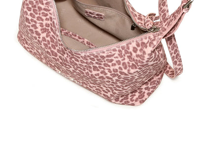 y2k leopard Print Shoulder Bag, Cute Puppy Pendant, Large Capacity Hobo Bag for Women's Casual Commute 3-Way Carry