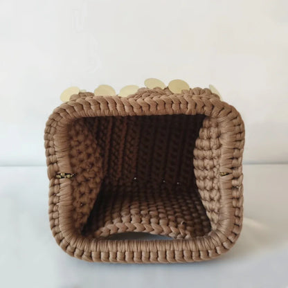 Yingzi Small Sequin Crochet Cluth Bag with Shine Paillettes Handmade Evening Bag Makeup Bag