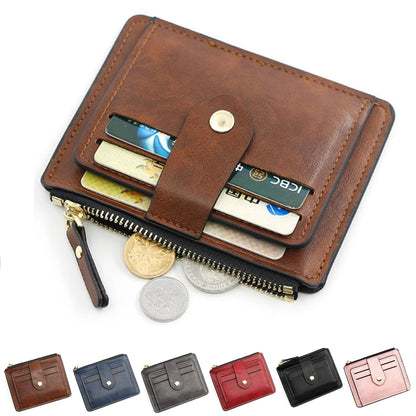 Luxury Small Men's Credit ID Card Holder Wallet Male Slim Leather Wallet with Coin Pocket Brand Designer Purse for Men Women