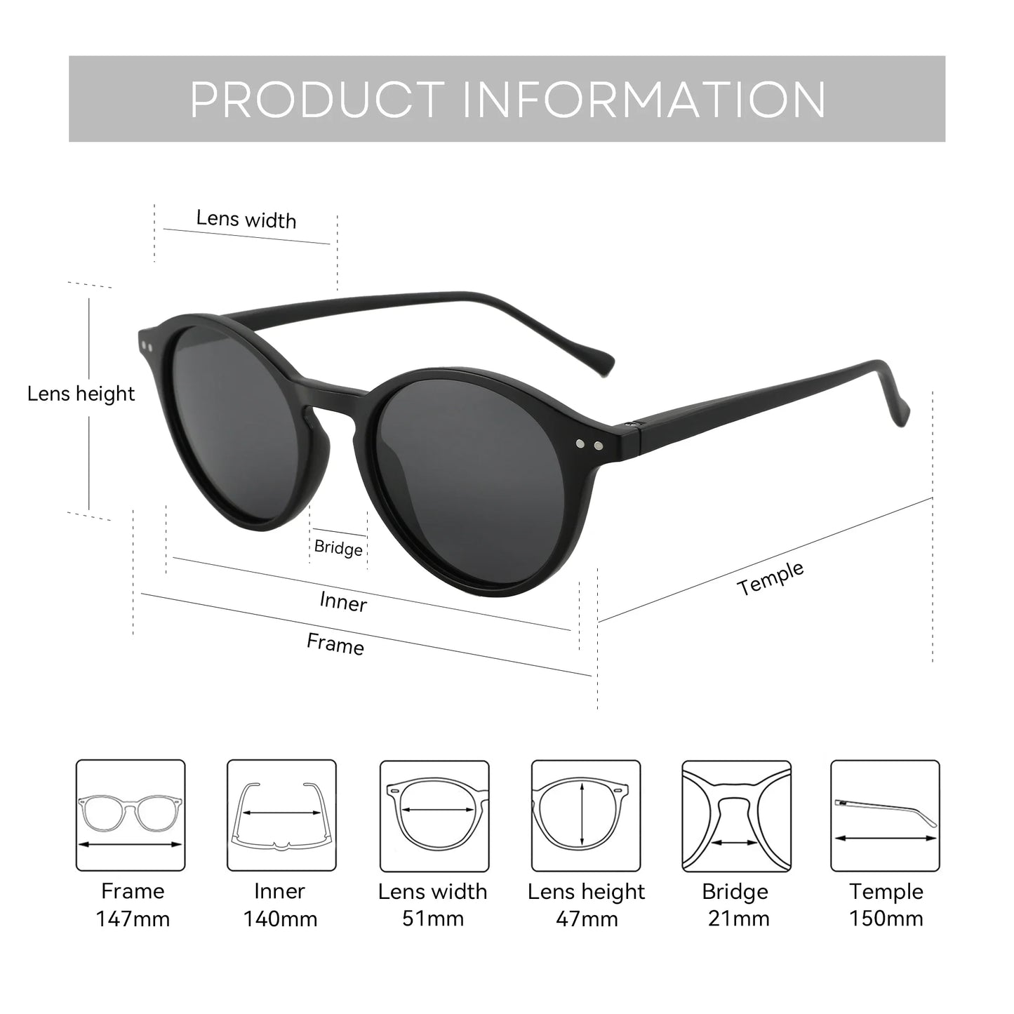(XL Size)Retro Polarized Sunglasses Men Women Vintage Round Frame Sun Glasses UV400 Goggles Shades
