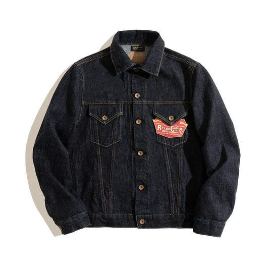 Men's Denim Jacket Washed Vintage Jean Jacket Type III Trucker Jacket Cotton Slim Fit Workwear Outerwear Autumn Dark Blue