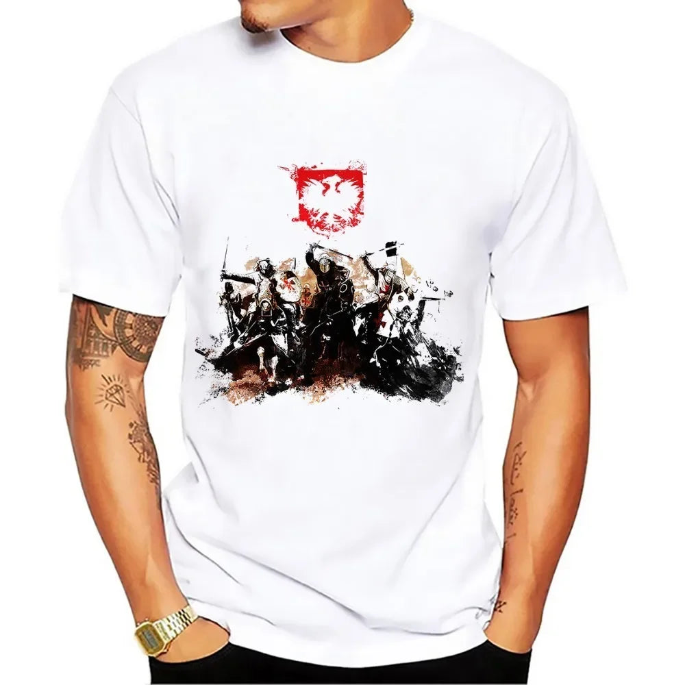 Hussar Artistic knight t shirt men summer new white short sleeve casual homme cool Polish cavalry tshirt unisex