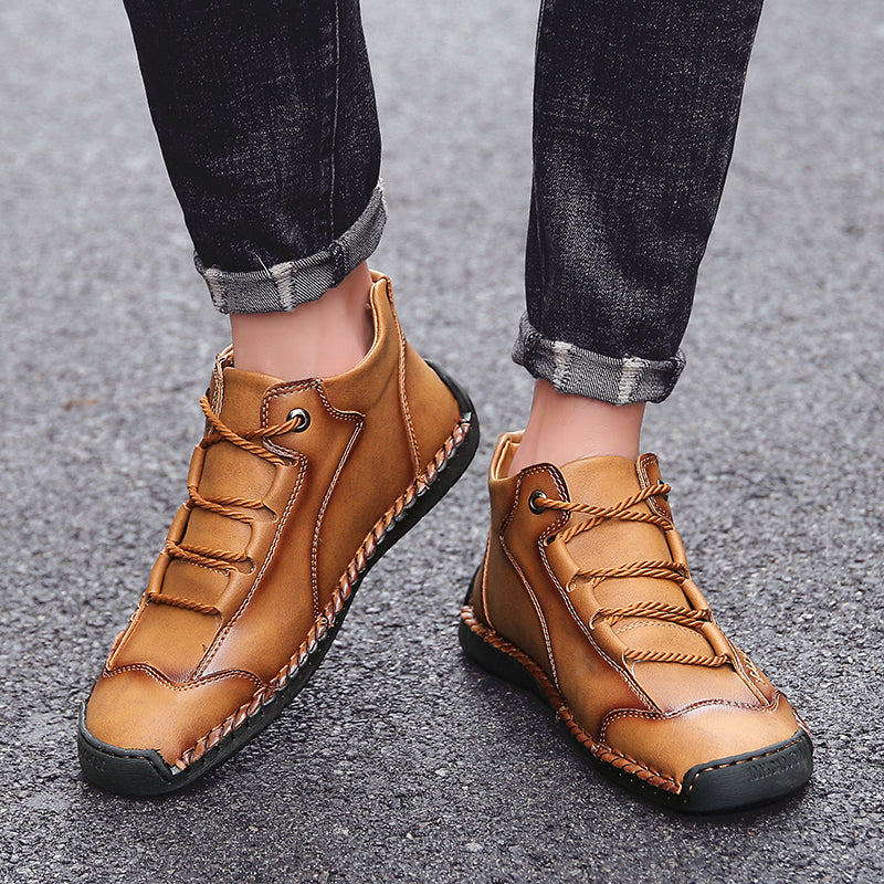 Fashion Men Ankle Boots Handmade Mens Boots Lightweight Mens Designer Boots Outdoor Sneakers Leather Work Boots Plus Size 38-48