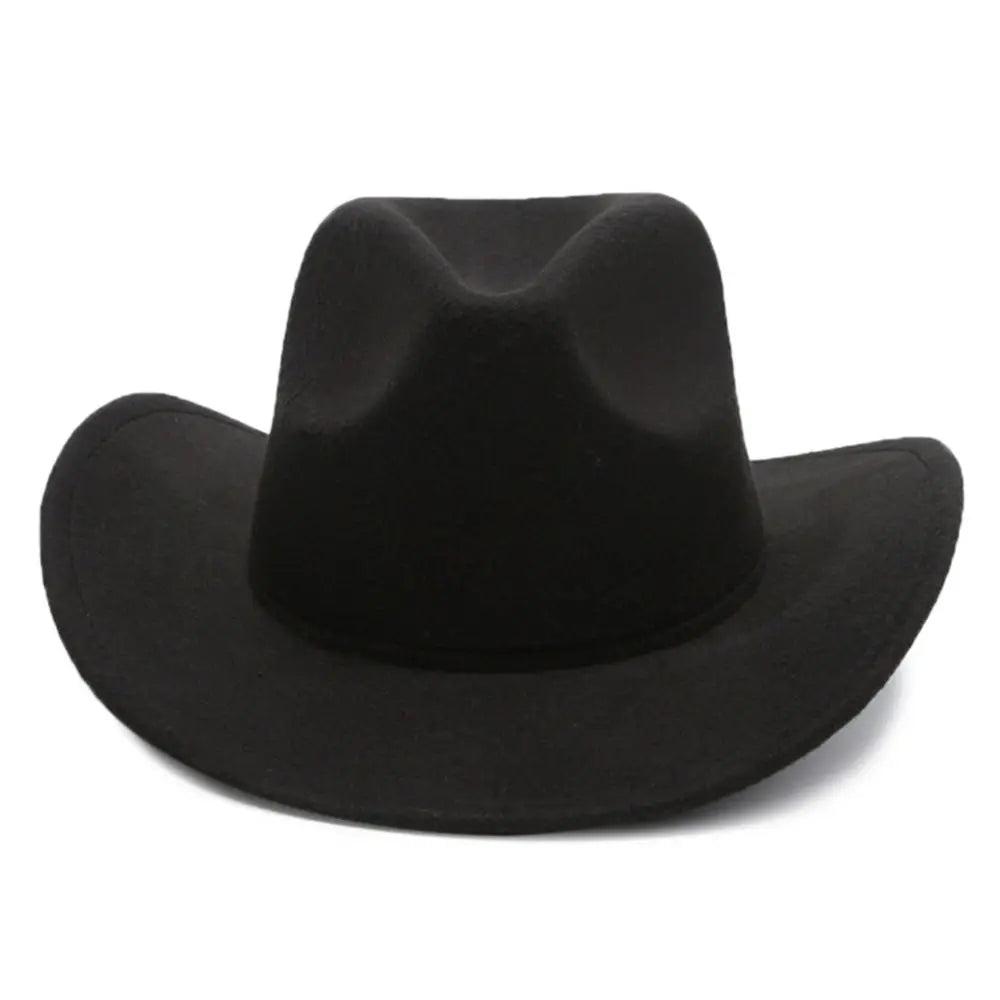 New Wide Brim Cowboy Hat Solid Color Felt Panama British Retro Cap Women Men