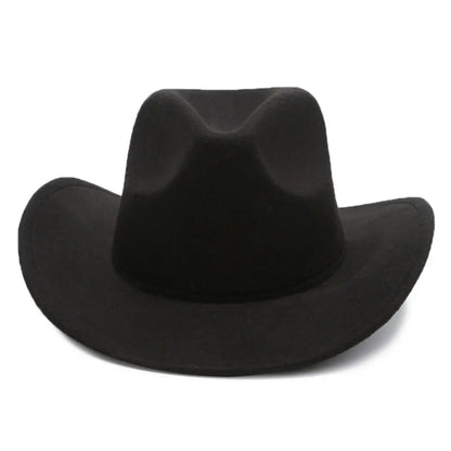New Wide Brim Cowboy Hat Solid Color Felt Panama British Retro Cap Women Men