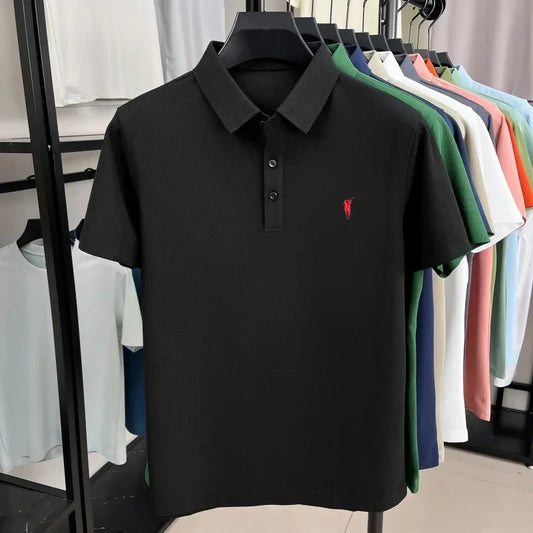 Luxury brand pony embroidery short sleeve polo shirt summer breathable solid color casual men T-shirt fashion high-end Paul top