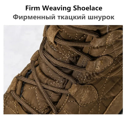 New Winter Men Snow Boots Fur Plush Warm Men Ankle Boots Plus Size Waterproof Men Boots Outdoor Non-Slip Hiking Boots Work Shoes