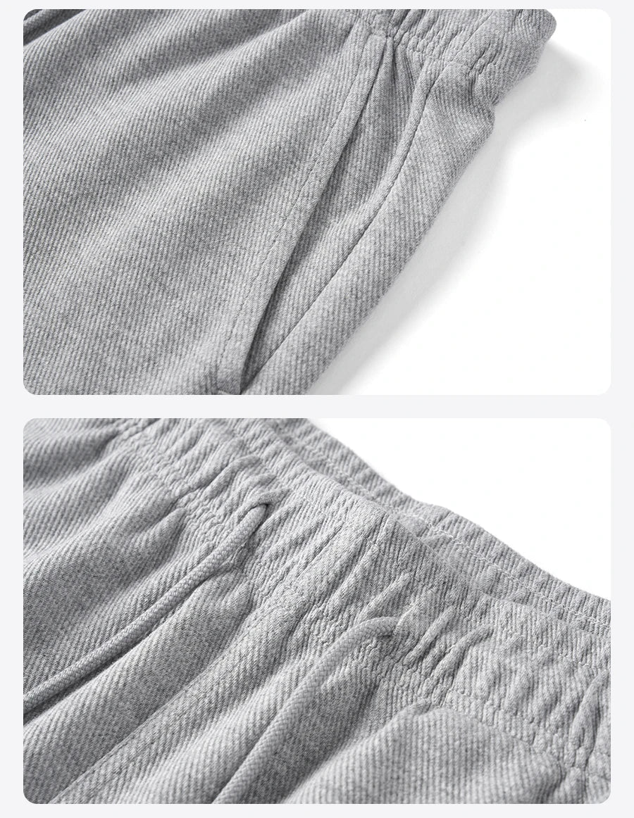 2026 Summer New 340g Twill Knit Men Shorts Casual Loose Fit Sweatpants Shorts Solid Color Breathable Jogger Shorts
