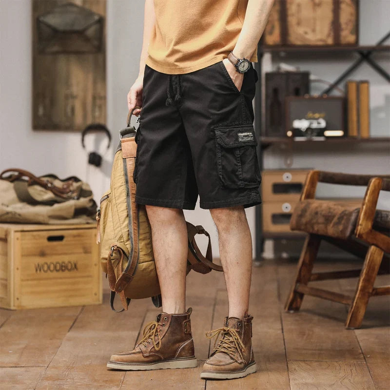 Men Summer New Multi Pocket Cargo Shorts Men Cotton Loose Breathable Fashion Trend Casual Versatile Five Points Pants Men Shorts