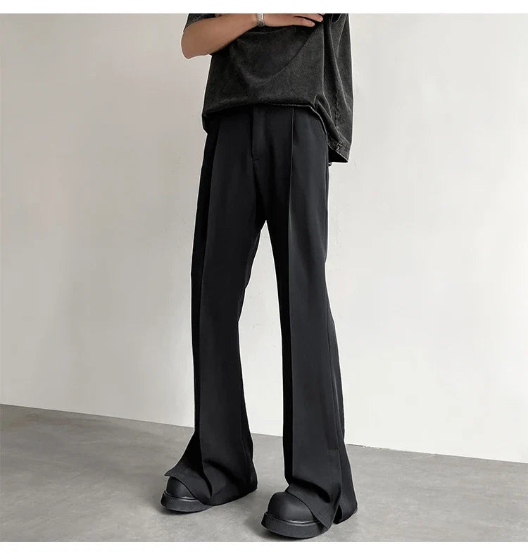Brown Black Suit Pants Men Fashion Social Mens Dress Pants Korean Loose Casual Flared Pants Mens Office Formal Trousers M-2XL