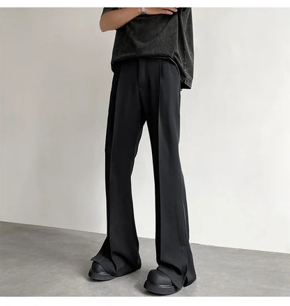 Brown Black Suit Pants Men Fashion Social Mens Dress Pants Korean Loose Casual Flared Pants Mens Office Formal Trousers M-2XL