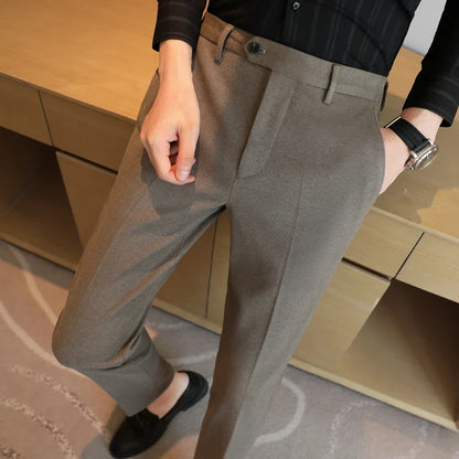 2023 Autumn Winter Thickened Starry Sky Woolen Suit Pant High Quality Men Business Slim Dress Pants Men  Social Casual Pants