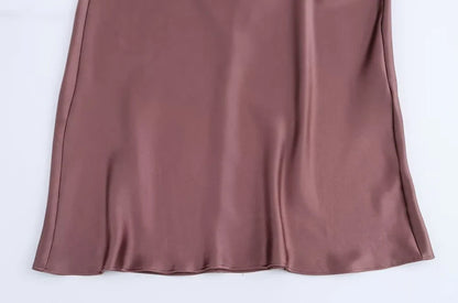 Women's Satin Midi Dress, V Neck, Thin Straps, Backless, Female Dresses, Sexy Fashion