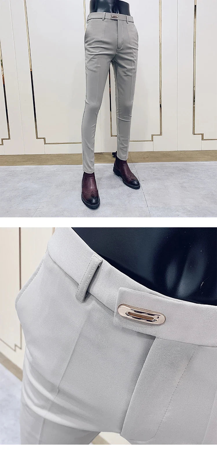 Men Suit Pants Formal Trousers Stretch Slim Pantalone Hombre Calça Masculina Solid Color Casual Dress Pants Fashion Men Clothing