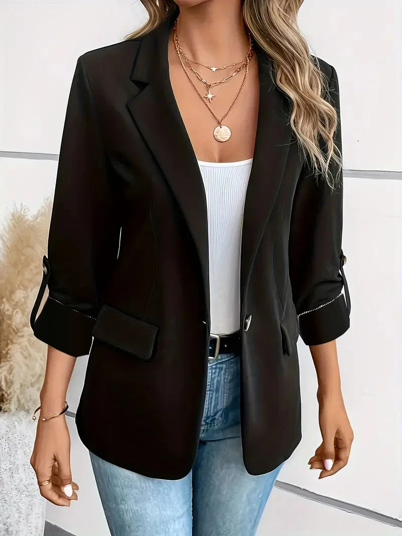 New Women's Blazers Long-sleeved Cardigan Single Button Simple Office Suit Top Commuting Fashion Versatile Basic Coats