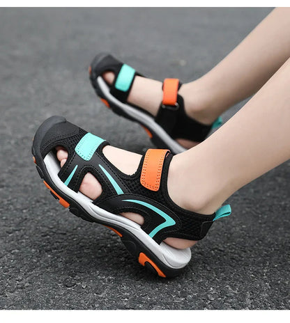 Summer Beach Water Children Sandals Fashion Shoes Outdoor Non-slip Soft Bottom Shading Leather Boys Comfortable Walking Sandials