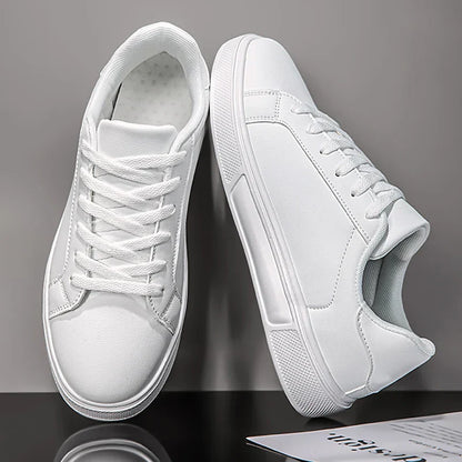 Business Casual Men's Shoes Soft Women Shoes Comfortable Casual PU Leather Shoes for Men Autumn Solid White Men Sneakers