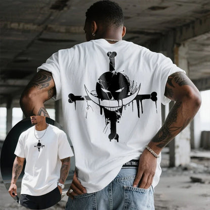 Whitebeard Pirates Logo T-Shirt, One Piece Edward Newgate Anime Casual Streetwear White Tee Men's and Women's Printed T-Shirts