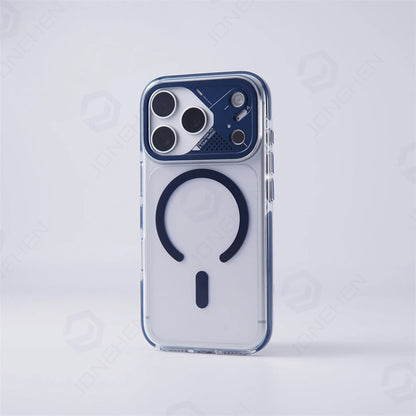 Luxury Transparent For Magsafe Magnetic Case For iPhone 17 Pro Max 17pro Technology Style Metal Lens Protection Clear Hard Cover