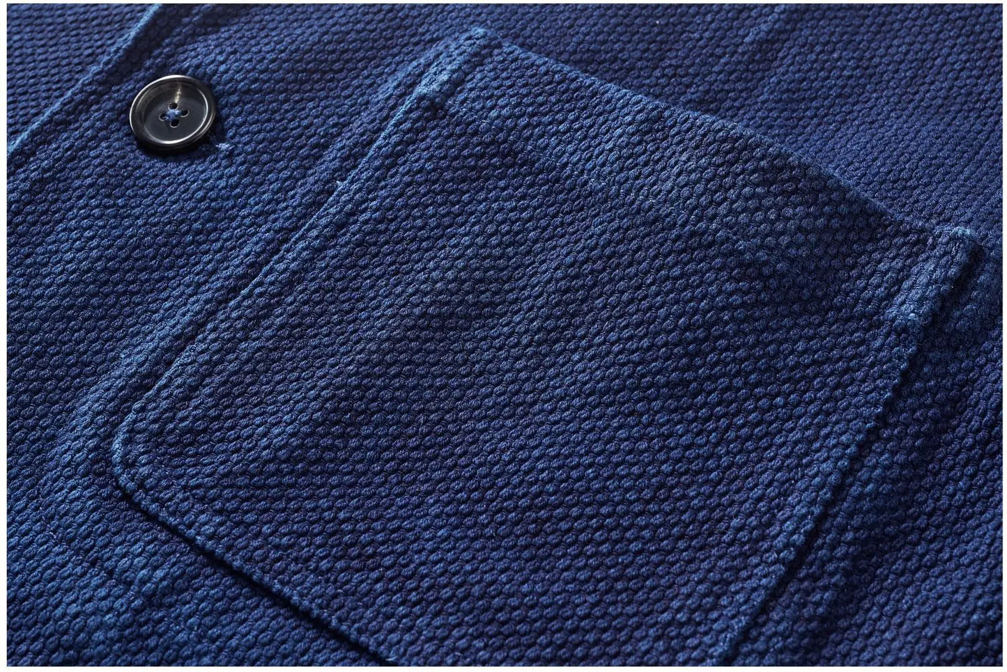 Heavy Weight Indigo Jacket Men Autumn Winter Vintage Workwear Tooling Jacket Blue Dyed Kendo Fabric Multi-pocket Cardgian Coat