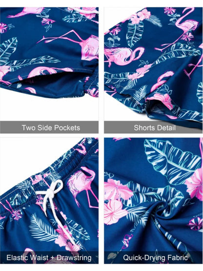 Men's New Hawaiian Short-Sleeved Shirt Shorts Set Summer Daily Travel Shirt Beach Casual Drawstring Shorts Jungle Print Set