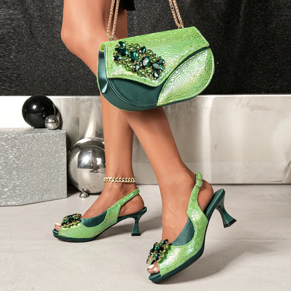 2025 Fashionable Orange Open Toe Women's Sandals with Matching Bag Set - Perfect for Weddings and Parties
