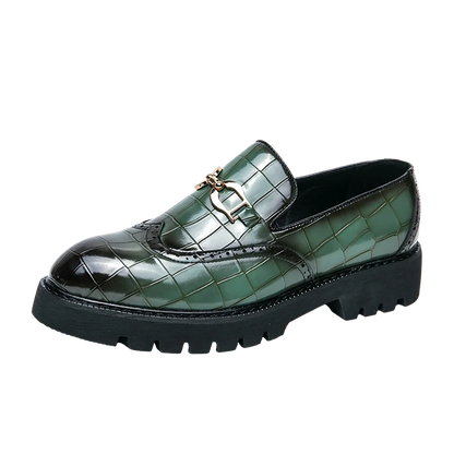 Trendy Brand Green Brogue Shoes Men's Leather Business Shoes Groom's Wedding Men's Loafers British Style Dress Shoes Men