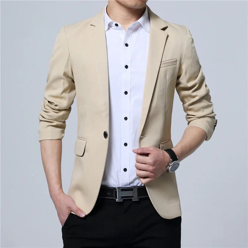 2025 New Fashion Spring  Autumn Casual Men Blazer Cotton Slim England Suit Blaser Masculino Male Jacket Blazer Men Size M-5XL