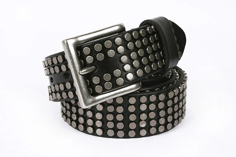 Top Heavy Metal Genuine Leather Belt Men Cowskin Cowboy Belt Ceinture Homme Punk Jeans Strap Wide Cinturon Mujer Waistband