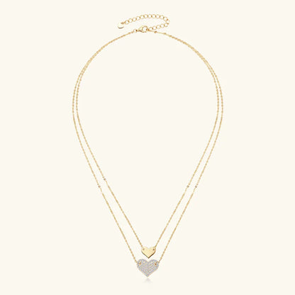 Collar Plata 925 Sterling Silver Heart Pendant Necklace 1.5mm&1.3mm Moissanite Necklaces For Women Double Chain Jewellry