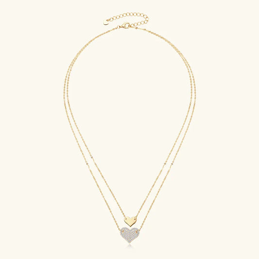 Collar Plata 925 Sterling Silver Heart Pendant Necklace 1.5mm&1.3mm Moissanite Necklaces For Women Double Chain Jewellry