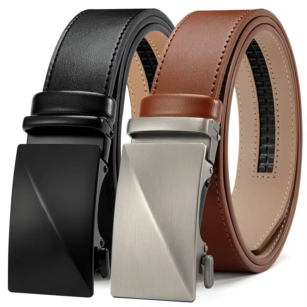 Brand Leather Belts for Men 115cm-135cm Automatic Belt with Ratchet Strap Top Quality Belts Luxury Belts for Men