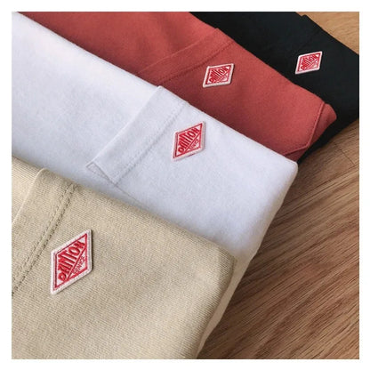Men and Women's Pure Cotton Fashion Brand Embroidery T-Shirt Tee Simple Pocket Short Sleeve Orders Exported to Japanese