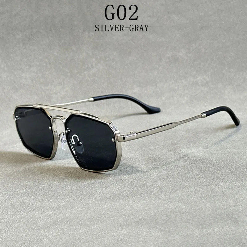Metal Punk Square Sunglasses For Men Luxe Vintage Steampunk Sunglasses Women Trendy Retro Fashion Glasses Gafas De Sol Hombre