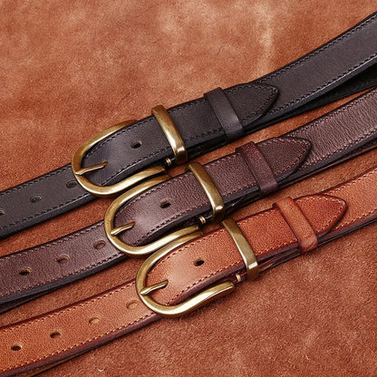 3.3CM Men High Quality Genuine Leather Belt Luxury Copper Buckle Belts Thickening Pure Cowskin Vintage Strap Male Jeans for Man