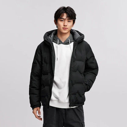 Down Jacket Men 2026 New Waterproof Hooded Outerwear Winter Clothing Solid Color Versatile Thick Down Coat For Man