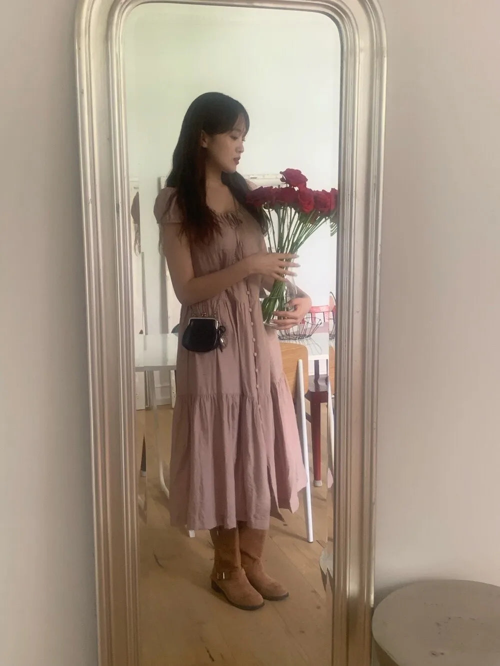 Spring 2025 Chic A-Line Dr Korean Sle Long Svel Women's Faionable Gown Ele Personali Commute Suitable Dr