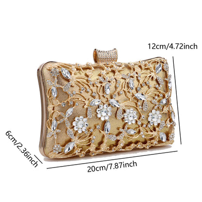 New Arrival Women Day Clutch Hollow Out Style Diamonds Party Evening Bags Pink Mixed Color Wedding Bridal Handbags With Chain