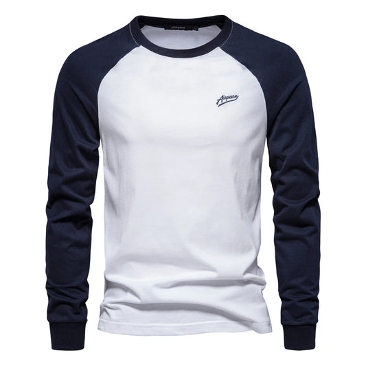 Long Sleeve Men's T-shirt Solid Color Letter Print Casual T shirts for Men New Spring Tops Tee Men Clothing