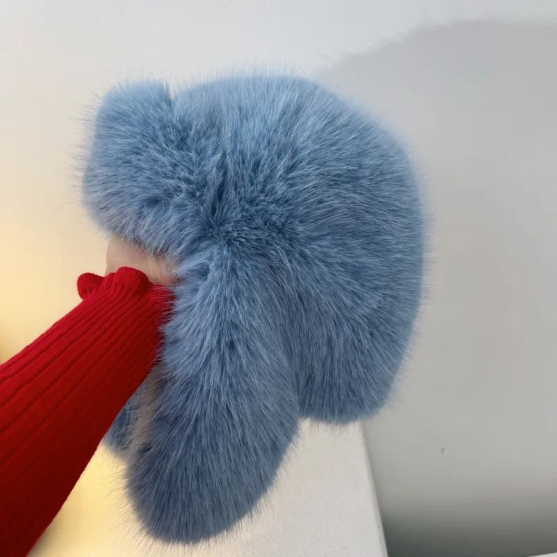 Korean Ins Imitation Mink Plush Hat Winter Women Ear Protection Bomber Hats Fashion Warm Fluffy Faux Fur Ski Beanies Y2k Gift