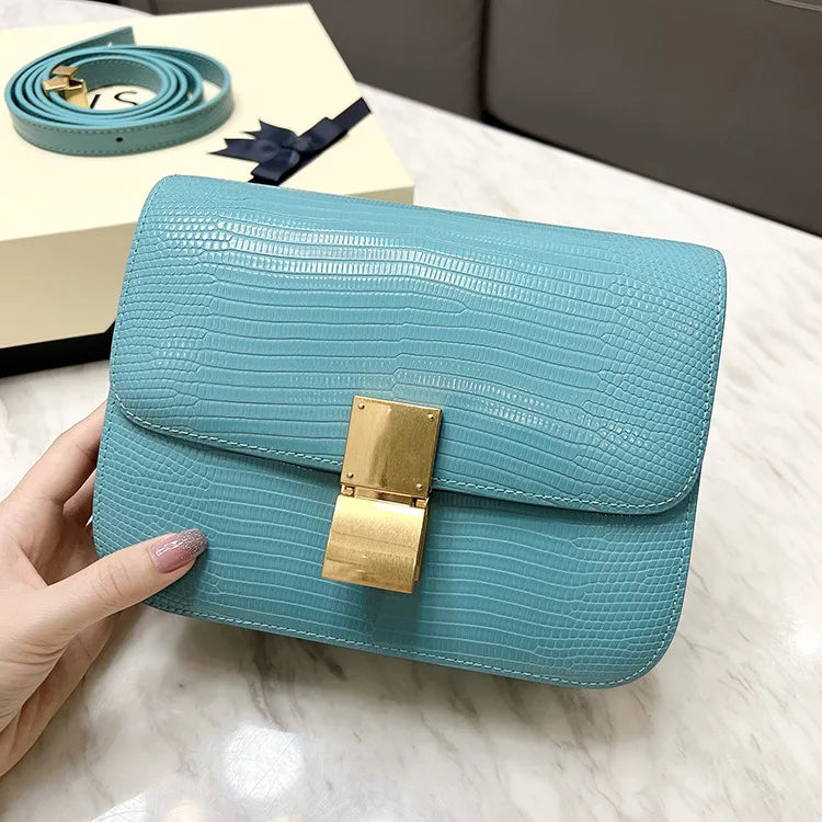 New Women Small Box Bag Single Shoulder Handbag Solid Fashion Brand Cow Split Leather Flap Tofu Bags Ladies Sling Messenger Bag