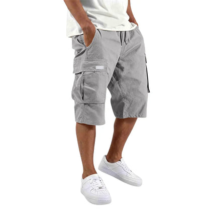 2026 NEW men loose straight pants Casual multi-pocket Shorts Summer Five-Inch Men's drawstring Sports cargo short