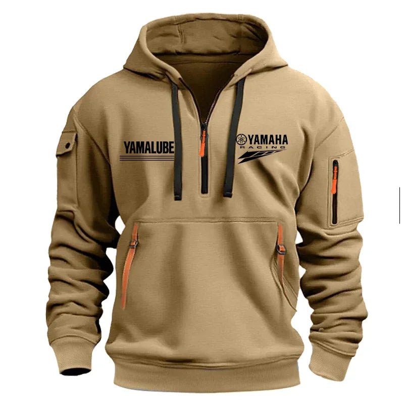 Spring/Autumn Men's Hooded Sweater with Zipper and Multiple Pockets Crewneck Shirt Men's Outdoor Sports Leisure Hoodie