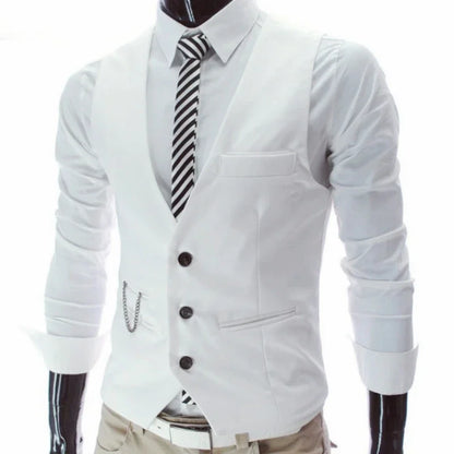 New Slim Fit Mens Suit Vest Single Breasted Casual Vests For Men Solid Formal Businss Male Waistcoat Gilet Homme