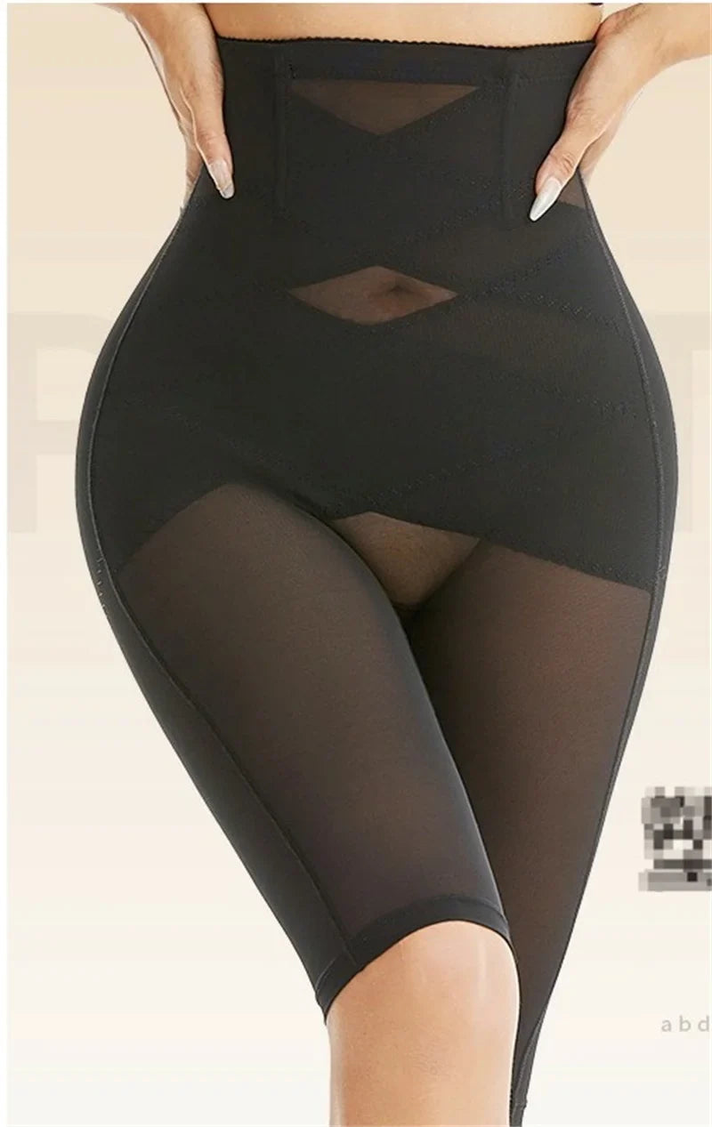 Knee Length Mesh Thigh Slim Shapewear Short Butt Lifting Shorts High Waist Control Panties Breathable Body Shaper Summer